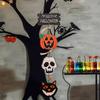 Halloween Front Door Hanging Pumpkin Witch Ghost Flags Sign for Halloween Home Haunted House Door Decorations