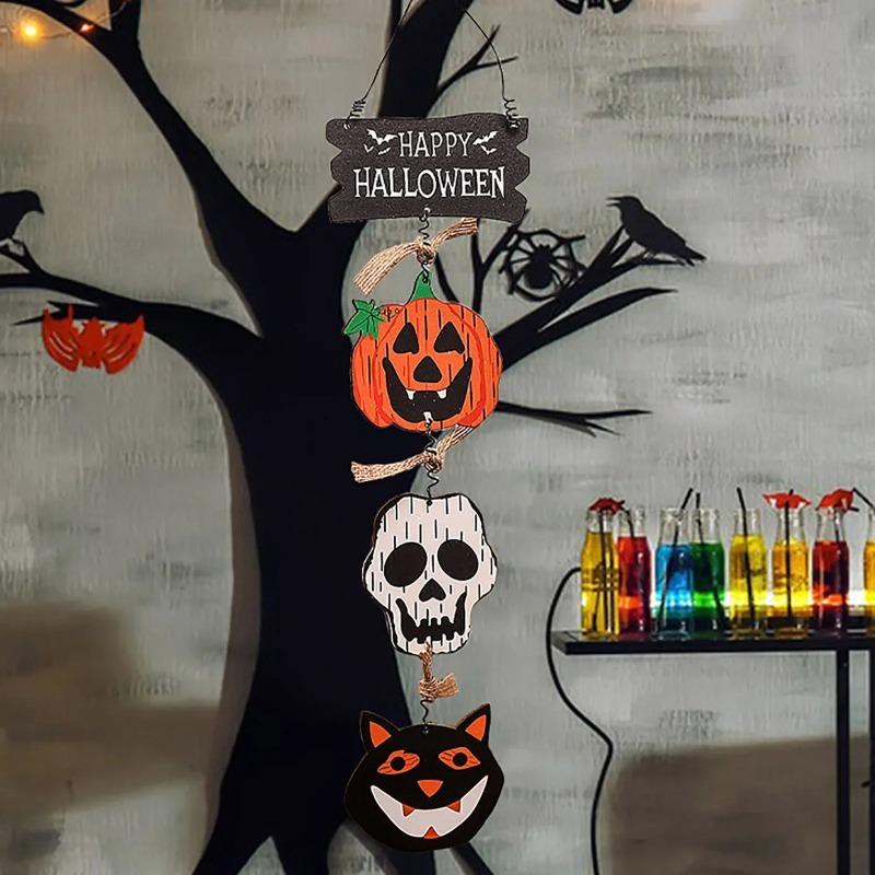 Halloween Front Door Hanging Pumpkin Witch Ghost Flags Sign for Halloween Home Haunted House Door Decorations