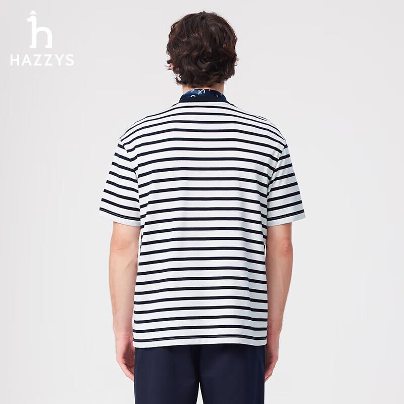 HAZZYS Men's Classic Striped Loose Round Neck T-Shirt