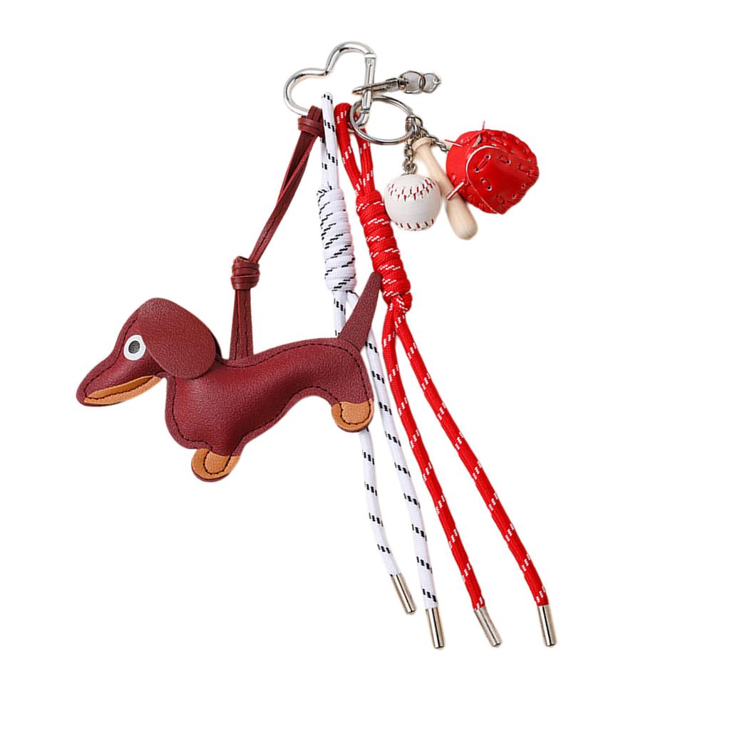 Fashionable Retro Sausage Dog Keyring Fashionable Sturdy PU Jewelry Accessory for Collectors and Trendsetters Use