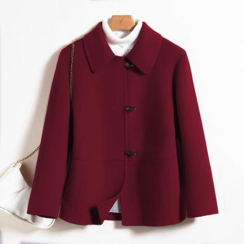 Elegante Damen-Handmade-Kurzmantel aus doppelseitiger Wolle und Kaschmir, Business-Büro-Pendler-Oberbekleidung