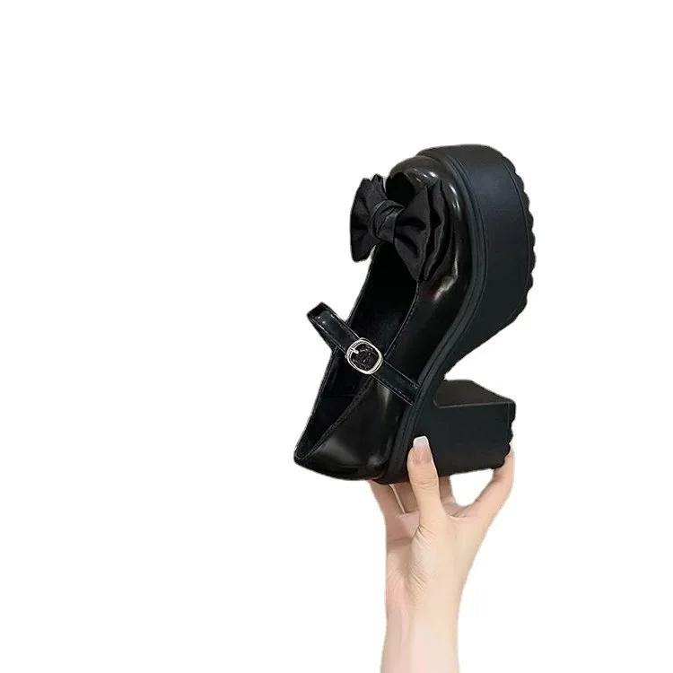 Summer Style Women's Mary Jane Shoes With Thick Sole And High Heels Vintage Small Leather Shoes Polyurethane Sole