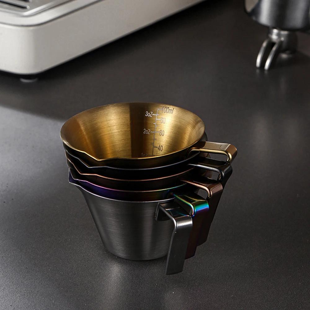 Tasse d'Extraction Espresso 100ml Acier Inoxydable avec Échelle Épaisse Exquise Once Tasse à Café Accessoires Cuisine Maison Café