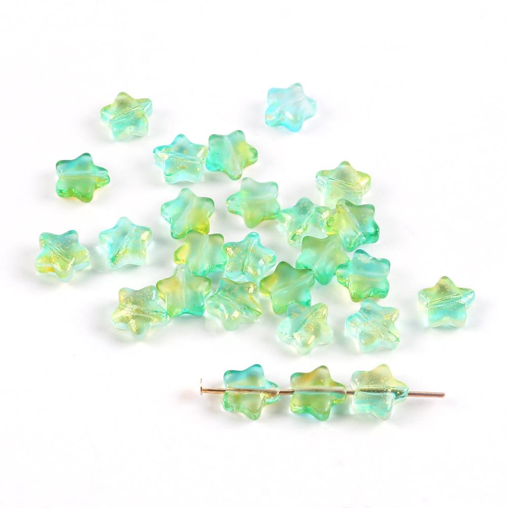 8Mm Gradual Change Three-Dimensional Pentagram Glass Beads Gold-Painted Stars Loose Beads Diy String Beads Antique Hairpin Necklace Accessories