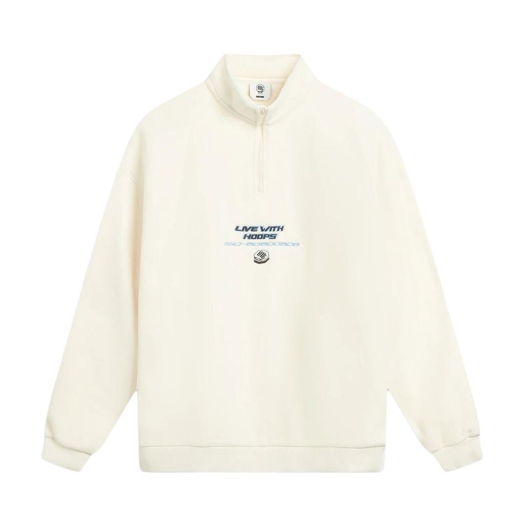 Li Ning Sweatshirts Men's Ecru Stand Collar Moderate Regular AWDVE93-1