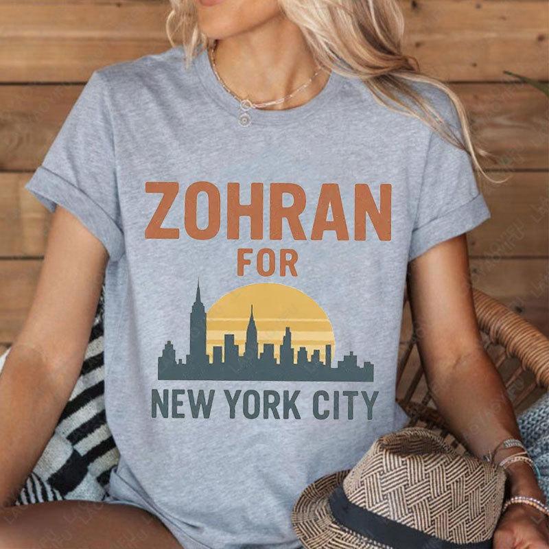 Zohran pour New York City T-shirt Mode Vintage Skyline de NYC T-shirts Confort Coton Manches Courtes T-shirt Inspiré de Zohran Mamdani Cadeau