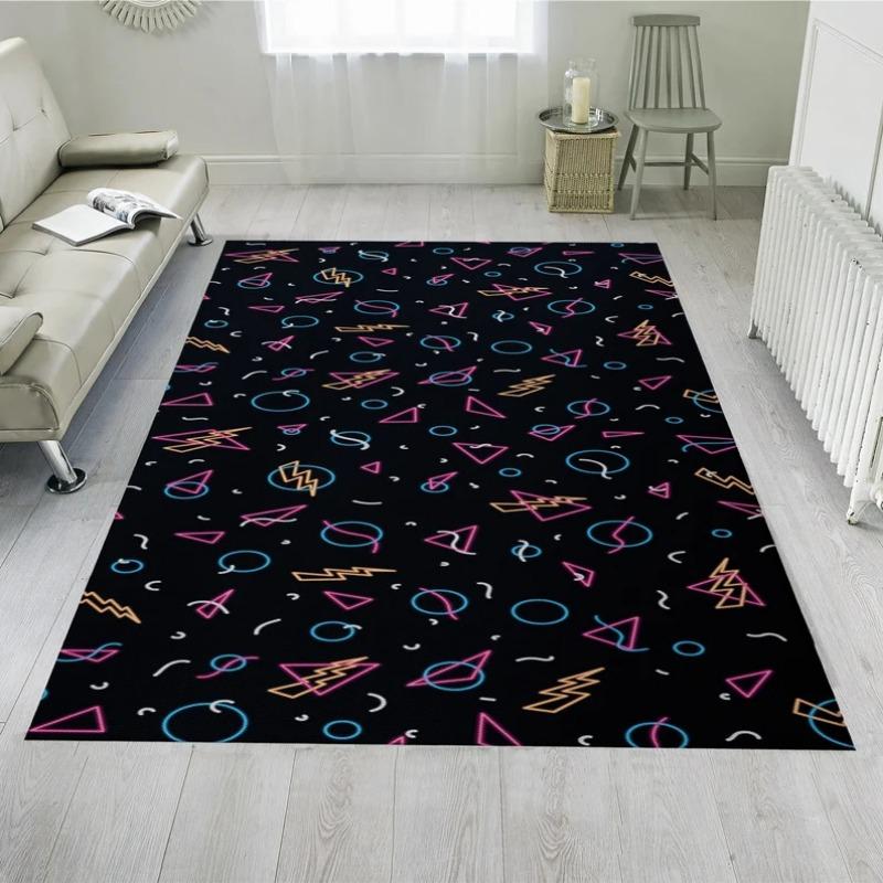 Arcade Stars Bowling Alley Carpet 90s Arcade Retro Rug Non-Slip Home Theater Movie Room Floor Mat Gamer Room Décor Retro Gift