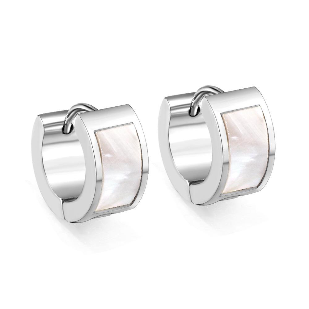 Minimalist Cool Tone Hoop Ear Cuffs White Shell Earrings Long Lasting Small Unique Design Jewelry
