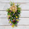 Charming Floral Spring Door Wreath With Elegant Hanging Design And Tulips Lavender