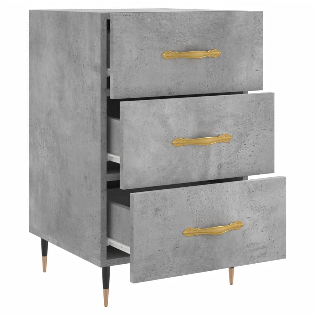 Nightstand Concrete Gray 40x40x66 cm Wood Based Material