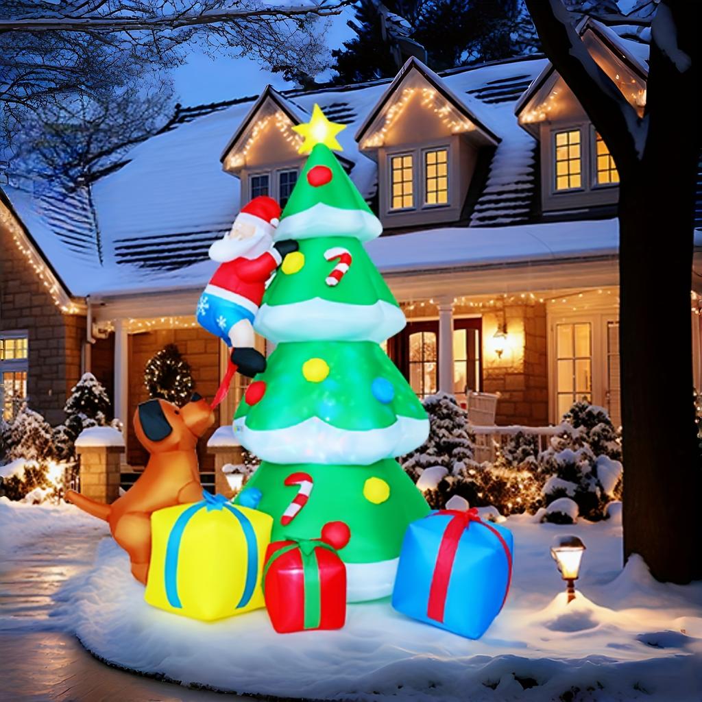 Christmas Inflatable Tree 7.7 Feet with Santa Claus, LED Lights, Suitable for Garden Interior and Exterior, Christmas Yard Decoration
