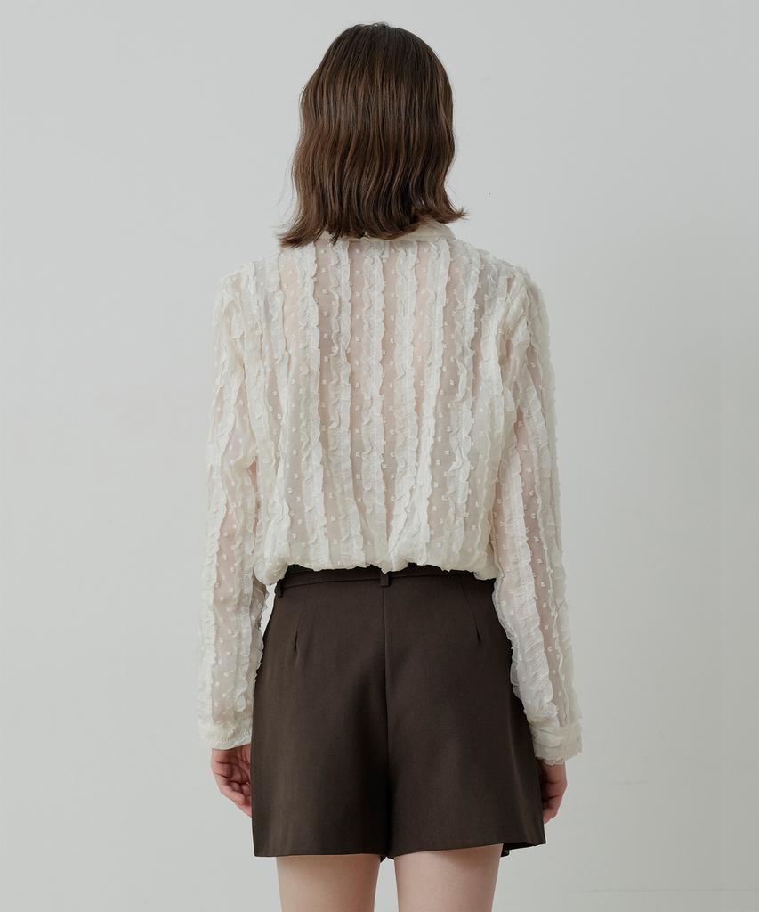 LE STUDIO Dobby Frill See-Through Blouse (Iv)