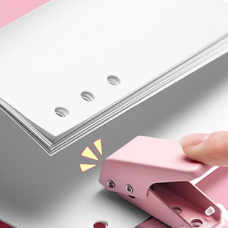Kawaii Cute Office School Binding Supplies Stationery Single Ring Mini Hole Punch 1 Hole Portable Round Hole Puncher