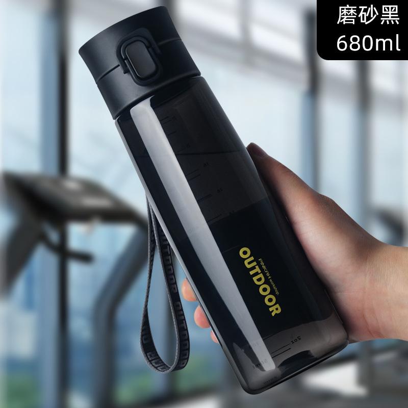 Tritan Sports Water Bottle with Flip Top Lid, Leakproof Portable Outdoor Drinking Cup with Scale & Lanyard for Gym Travel Workout