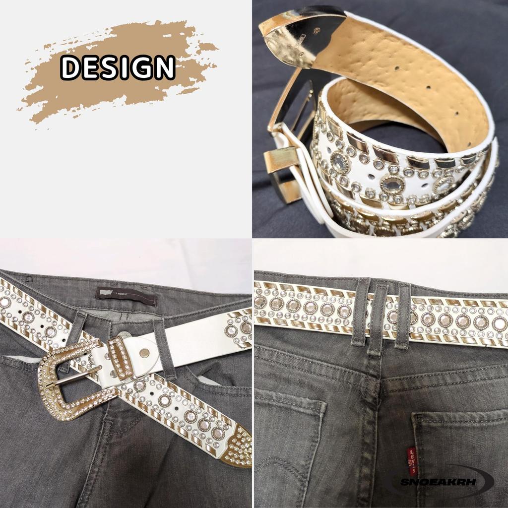 Studded Western Bling Dance [SNOEAKRH] Belt, Rhinestone, Y2K, Style, Sparkling, Sequins, Glitter, Bling, Unisex, Party, (Silver)