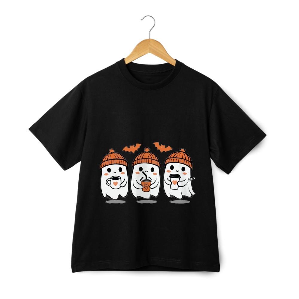 Cute Ghost Trio Halloween T-Shirt – Pumpkin Spice Spooky Autumn Tee