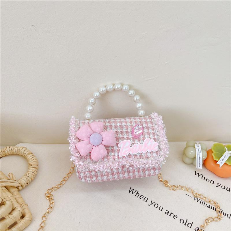 Kids Chain Shoulder Crossbody Bag With Flower And Artificial Pearl Design Handle