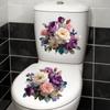 Fashion Watercolor Purple Pink Flower Toilet Stickers Bathroom Decoration Self-Adhesive Removable Pvc Waterproof Sticker
