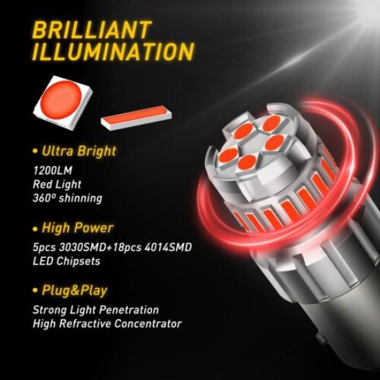 AUXITO Pure Red 1157 LED Bulb Tail Stop Brake Turn Signal Light 7528 2357 3496