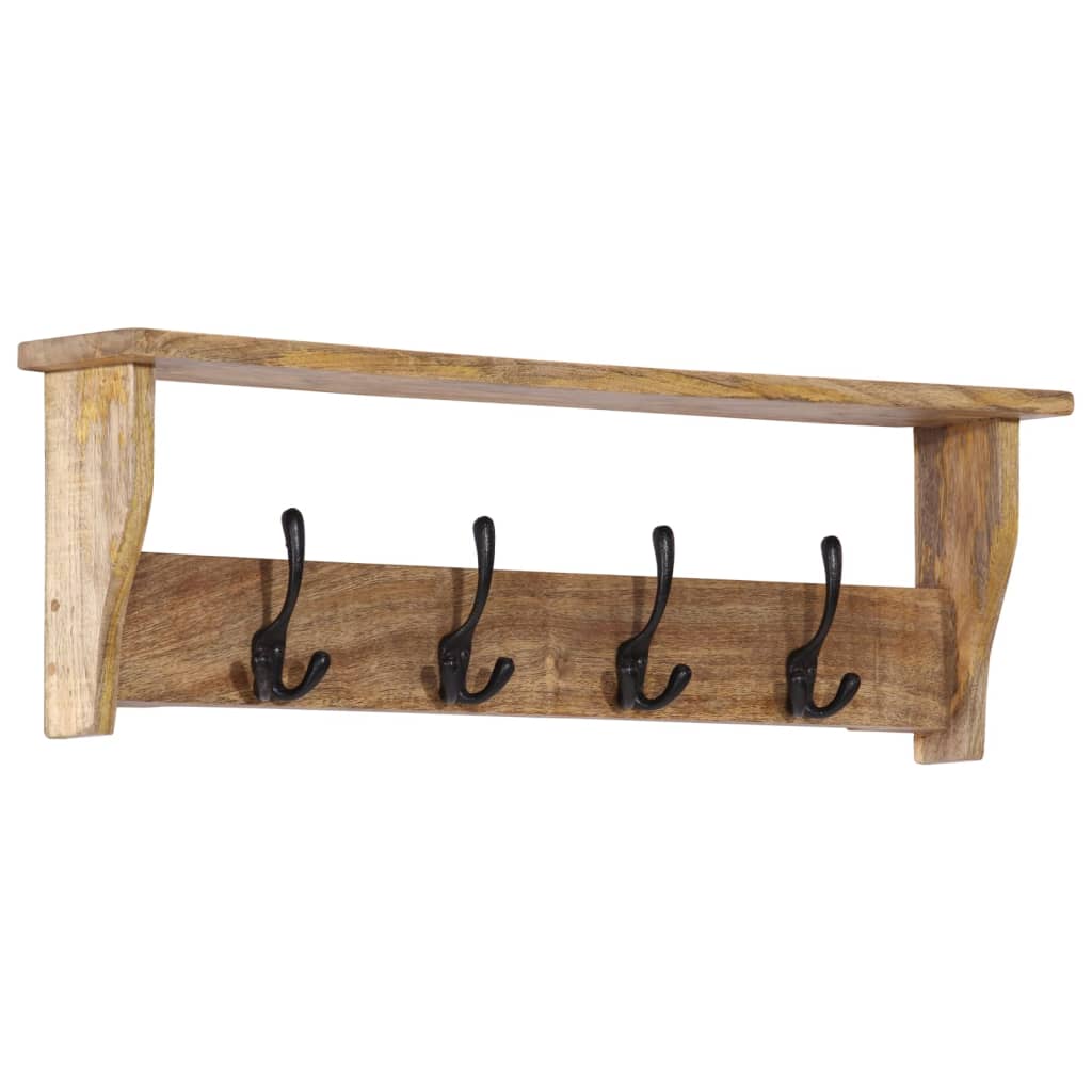 vidaXL Wandgarderobe mit 4 Haken Massivholz Mango braun