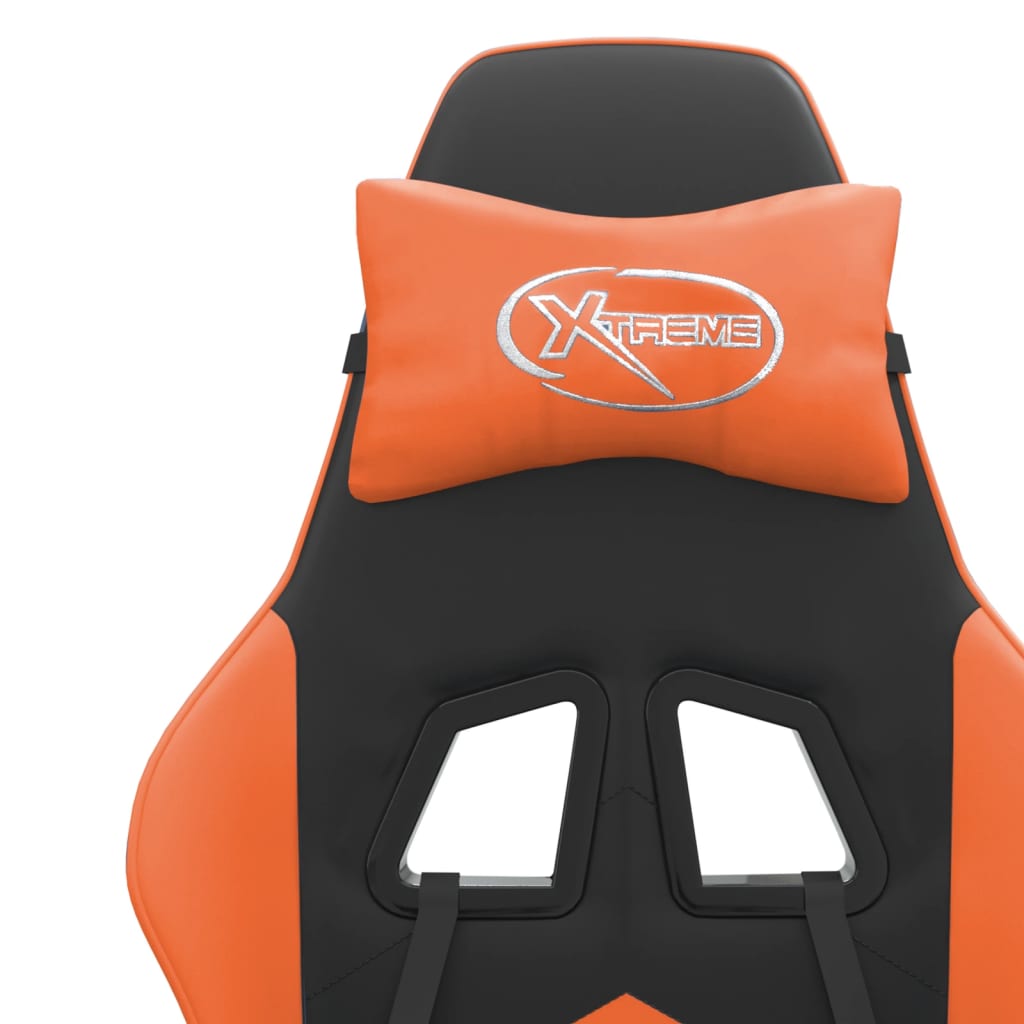 Gaming Chair with Footrest Swivel Black & Orange Artificial Leather