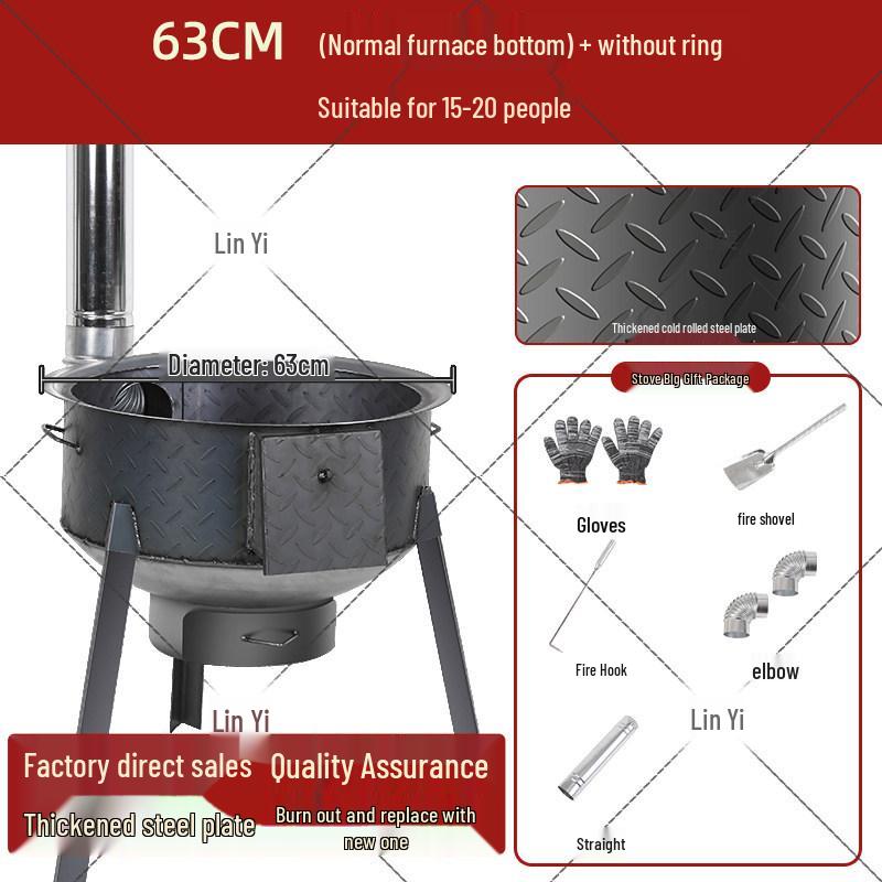 Extra Thick Patterned Steel Portable Wood-Burning Stove for Home & Outdoor Use