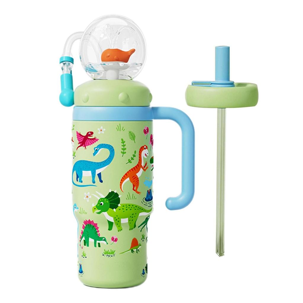 Drinking Cup With Whale Squirt, 24Oz Whale Cup Water Bottle, Stainless Steel Whale Spray Sippy Cup, Leak Proof Weighted Straw Cup For Kids