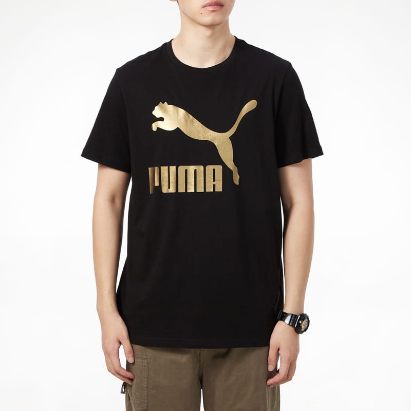PUMA T Shirts Men's Black Crew Neck Moderate Straight Fit 532280-98