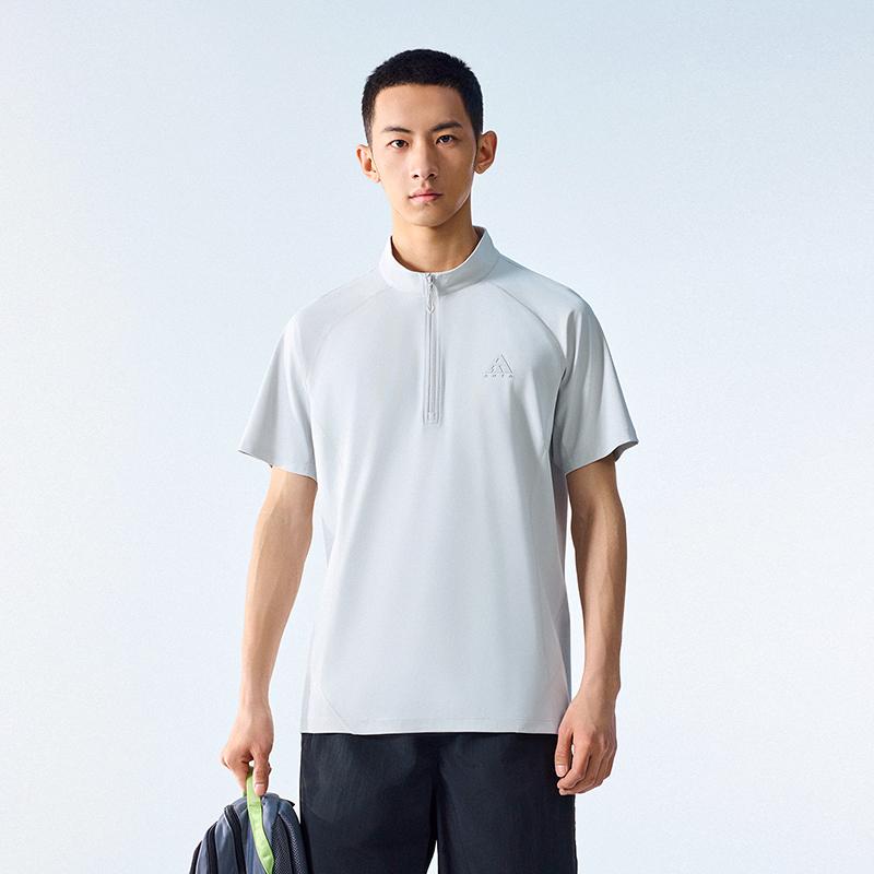 Anta Outdoors Short Sleeve Knitted T-Shirt Summer 2026 Men Tops White-Mist-Gray 952626104-3