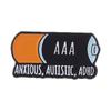 Powered By ADHD Enamel Pin Funny Battery Autism ADHD Anxiety Mental Health Awareness Brooches Lapel Badge Friends Jewelry Gifts