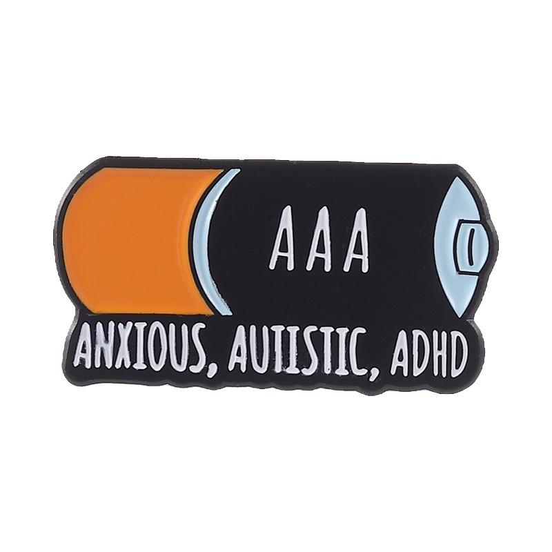 

Low Battery Enamel Pin Anxious Autistic ADHD Quote Brooches Neurodiversity Lapel Badge for Backpacks Jewelry Gifts