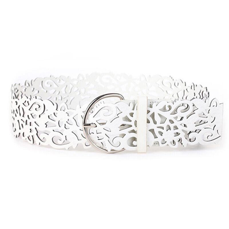 

Женские полые ремни с широкой пряжкой на талии, платье, пояс из искусственной кожи белый