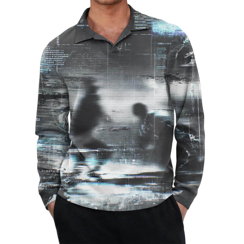 Men's Casual Retro Small V-neck Long-sleeved Top