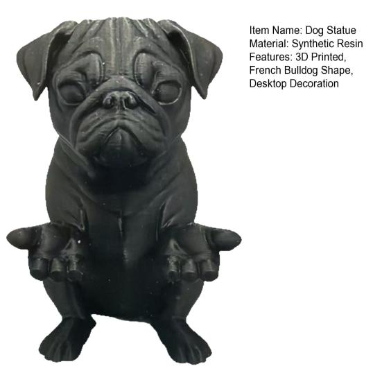 3D Printed French Bulldog Figurine Modern Matte Black Dog Statue Animal Desktop Decoration