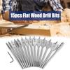 15pcs Carbon Steel Hex Shank Spade Flat Wood Drill Bit Set 6?25mm for Wood Drilling Power Tools
