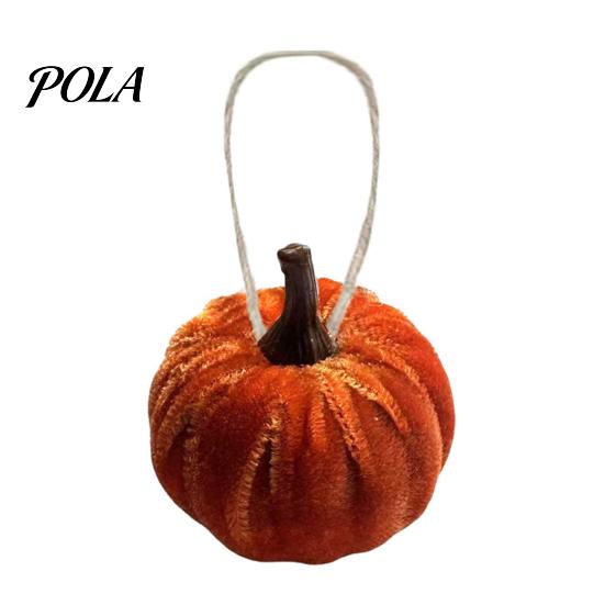 Indoor Autumn Harvest Decoration Velvet Pumpkin Hanging Decor, Fall Ornaments with Caramel And Orange Decor Jute Rope, Thanksgiving Halloween