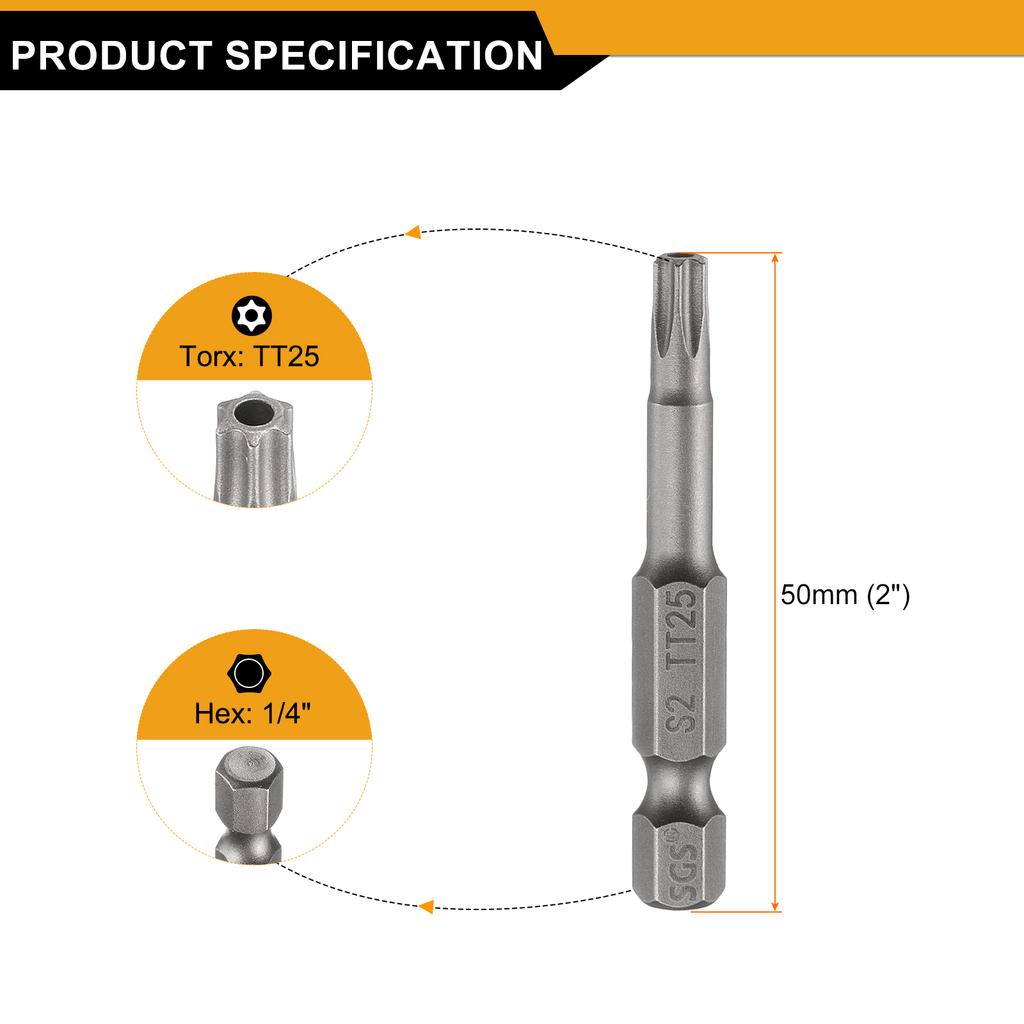 1/3/5pcs TT6-TT50 Security Torx Head Screwdriver Bit 1/4" Hex Shank Magnetic Tamper Proof 6 Point Star Screw Driver Drill Bits