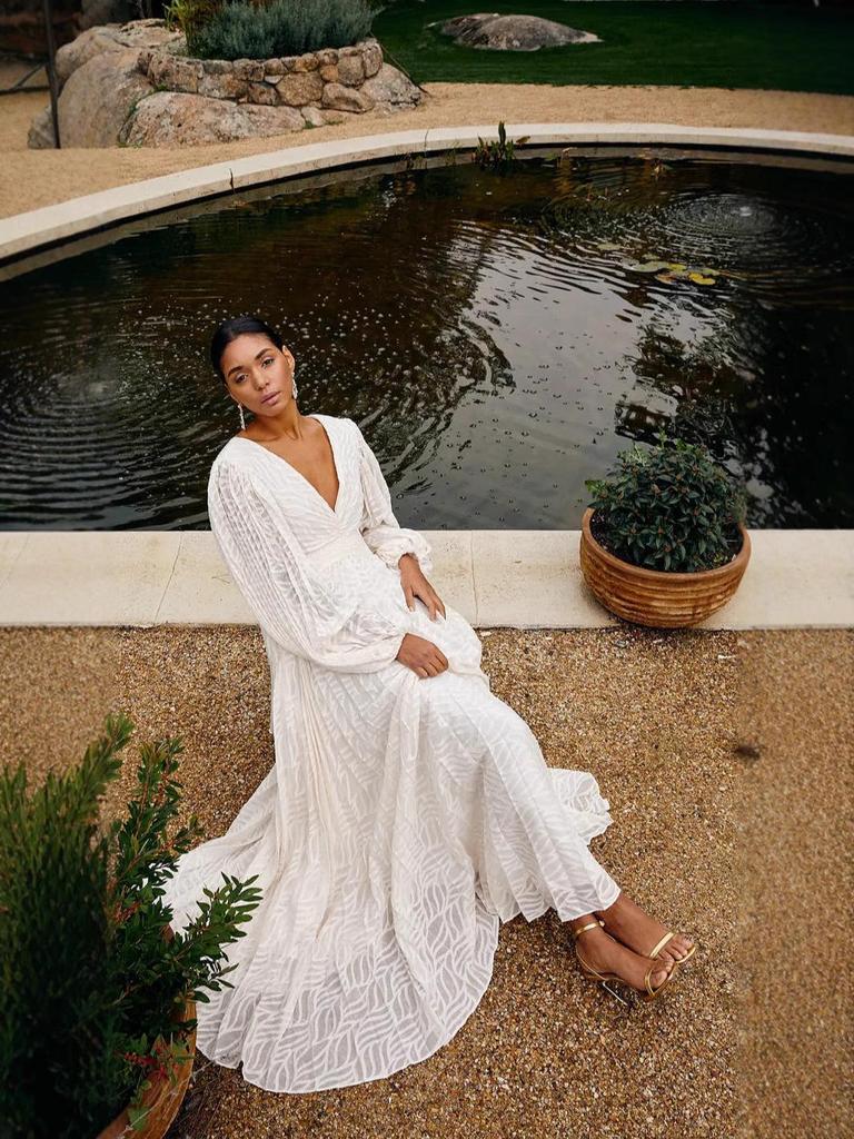 Robe de soirée jacquard plissée à manches lanterne à manches longues pour femme 8171