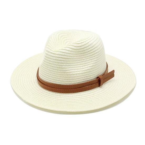 

Summer Straw Hat Foldable Wide Brim Sun Hat with Faux Leather Strap Decor Adjustable Size Lightweight Outdoor Travel UV Protection Hat