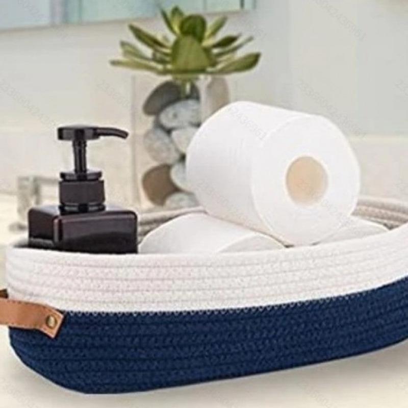 Cotton Rope Woven Storage Basket Desktop Organizer Household Cosmetic Snack Storage Box
