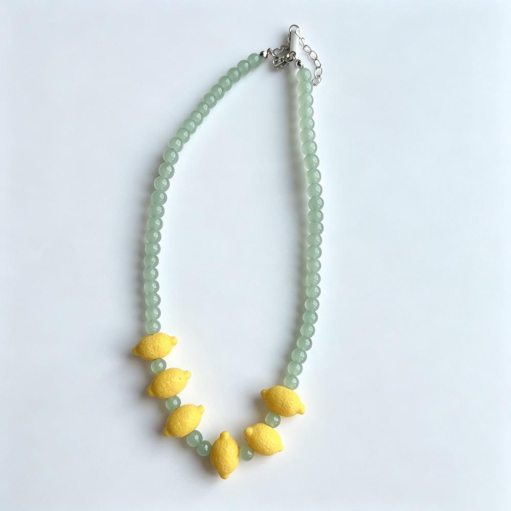 Resin Fruit Charms Fruit Beaded Necklace 3D Beaded Design Glass Beaded Necklace for Girls