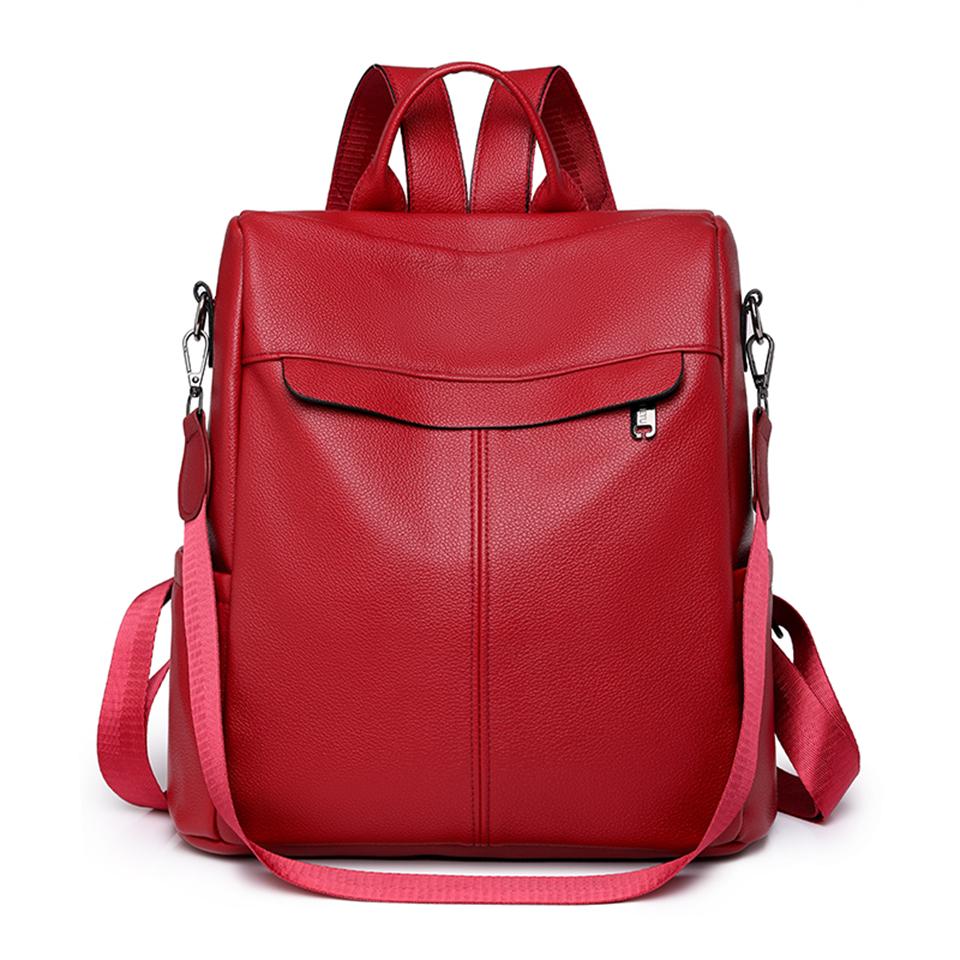 

Высококачественный кожаный дизайнерский рюкзак, повседневные школьные сумки большой емкости для девочек-подростков, женский рюкзак, элегантная дорожная сумка красный