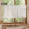 Home Room Curtain Decor White Lace Window Valance, Sheer Vintage Floral Short Curtain, Light Machine Washable Valance Filtering with Rod Pocket