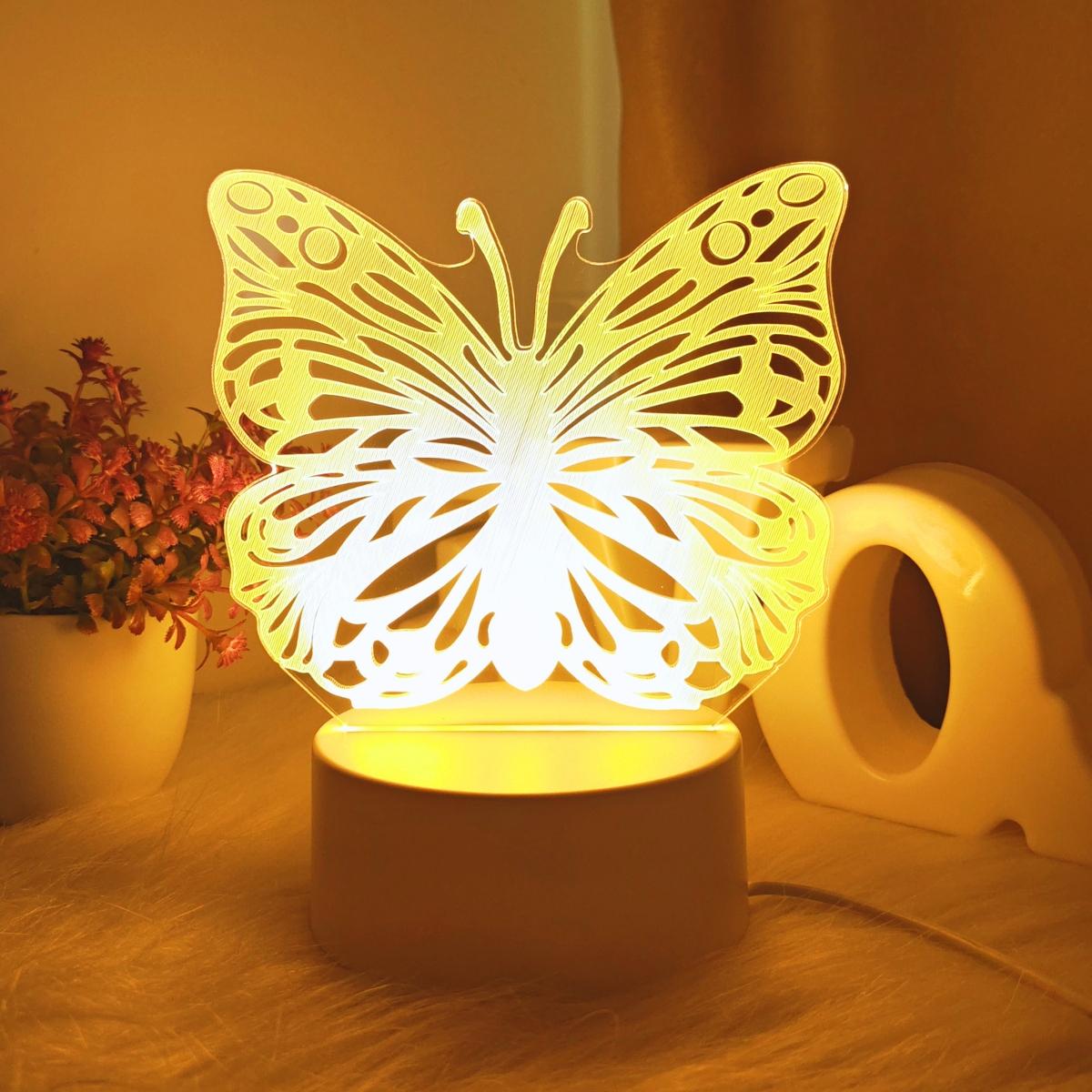 

3D нічник-метелик, USB, тепле світло, маленький подарунок для родини та друзів, прикраса для дому WHITE