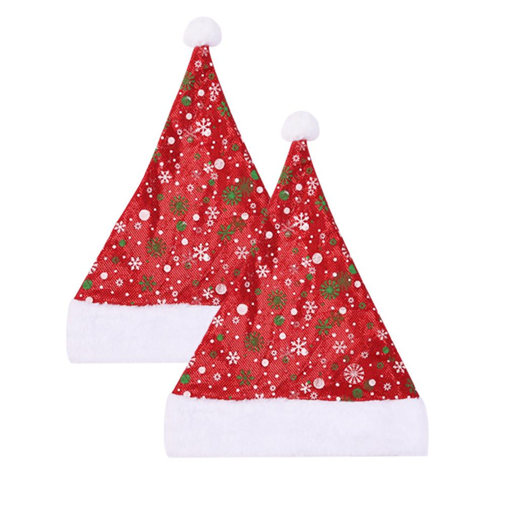 Cozy Thick Red Plaid Santa Hat With Plush Snowflakes For Holiday Decor