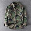 Men Washed Camouflage Long Sleeve Shirt Casual Military Utility Workwear Tops Young Men Fashion Streetwear Breathable Daily Wear Outdoor Shirt