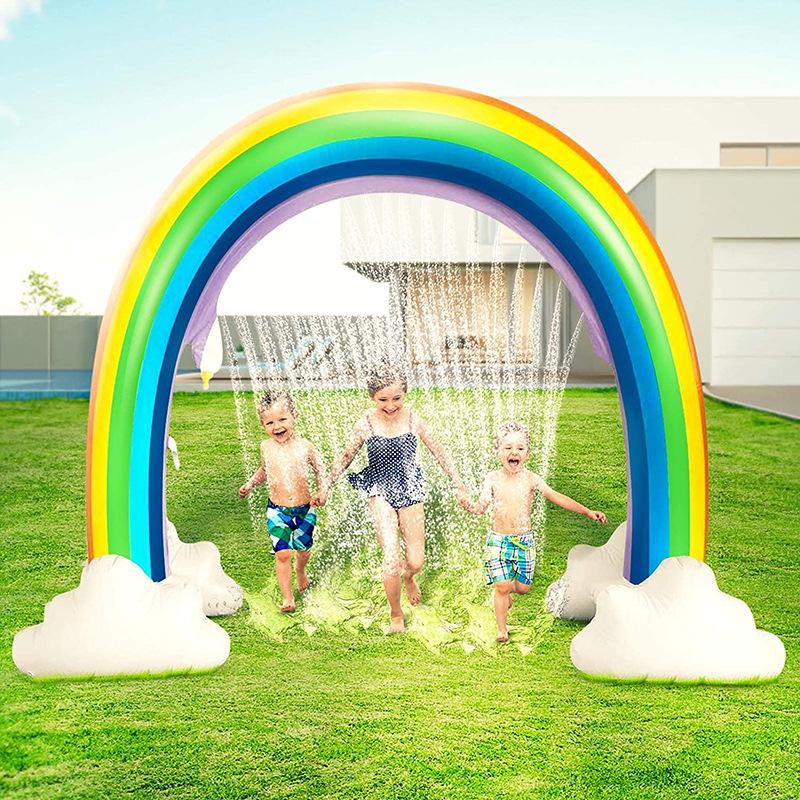 Inflatable Rainbow Arch Sprinkler for Kids - Outdoor Water Play Toy and Lawn Game 