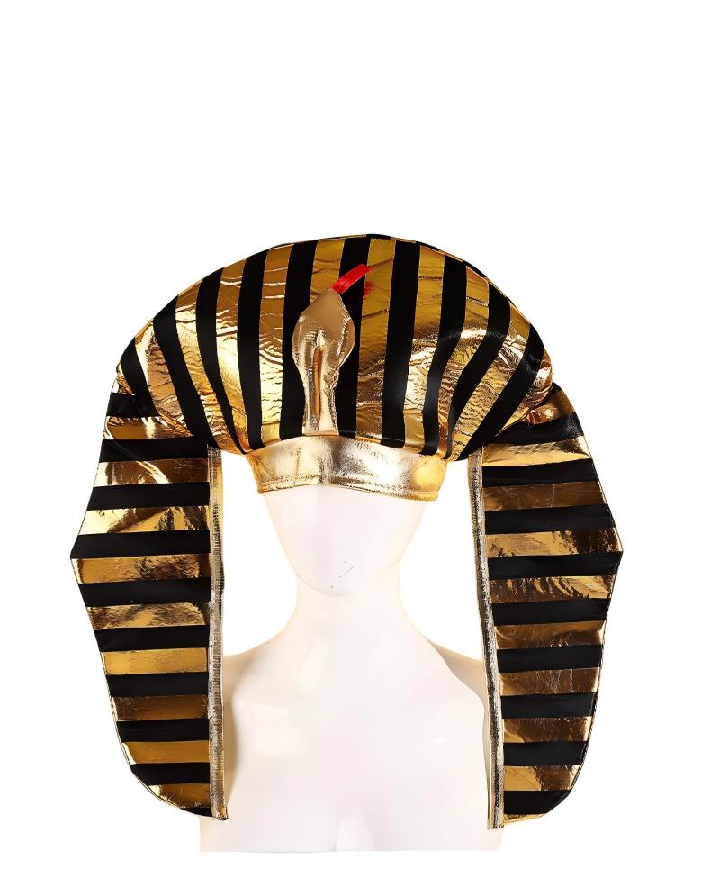 Mens Egyptian Pharaoh Hat Gold Egypt King Headpiece Snake Pharaoh Cosplay Halloween Party Costume Dress Up Themed Party