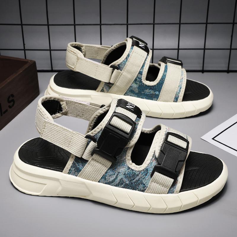 2024Men Sandals Shoes High Quality Breathable Oil Painting  Sandals Man Summer Outdoor Lightweight Beach Sandals One On Slippers
