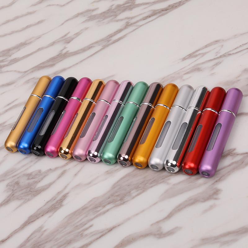 8ml Mini Refillable Travel Perfume Spray Bottle, Bottom-Fill, Round Head, Self-Pump, Portable, In Stock